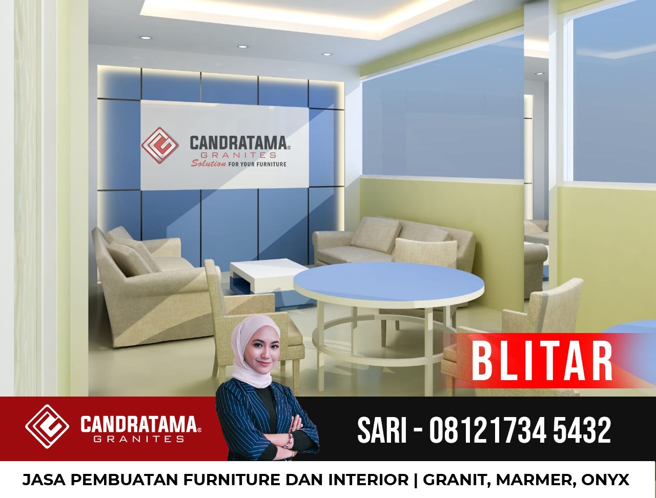 Jual Backdrop Resepsionis Kantor Minimalis Blitar 0812 1734 5432