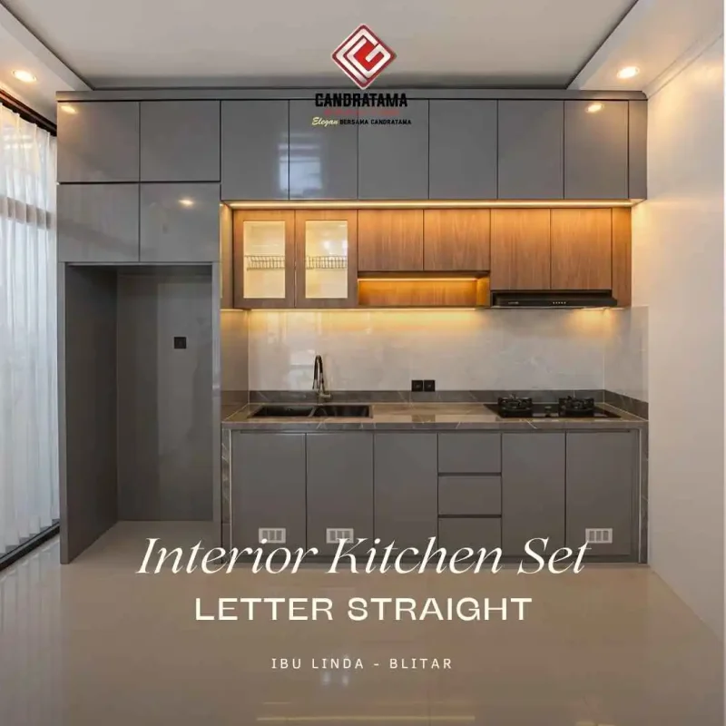 Hasil project kitchen set modern dengan kabinet custom oleh Jasa Interior Blitar Jawa Timur Candratama Granites