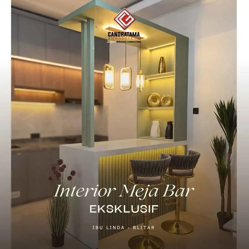 Hasil project mini bar modern minimalis dengan kabinet dan pencahayaan LED oleh Jasa Interior Blitar Jawa Timur Candratama Granites